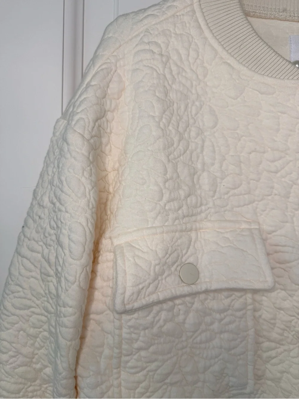 Le Lis Cream Quilted Button-Front Jacket Small NWT